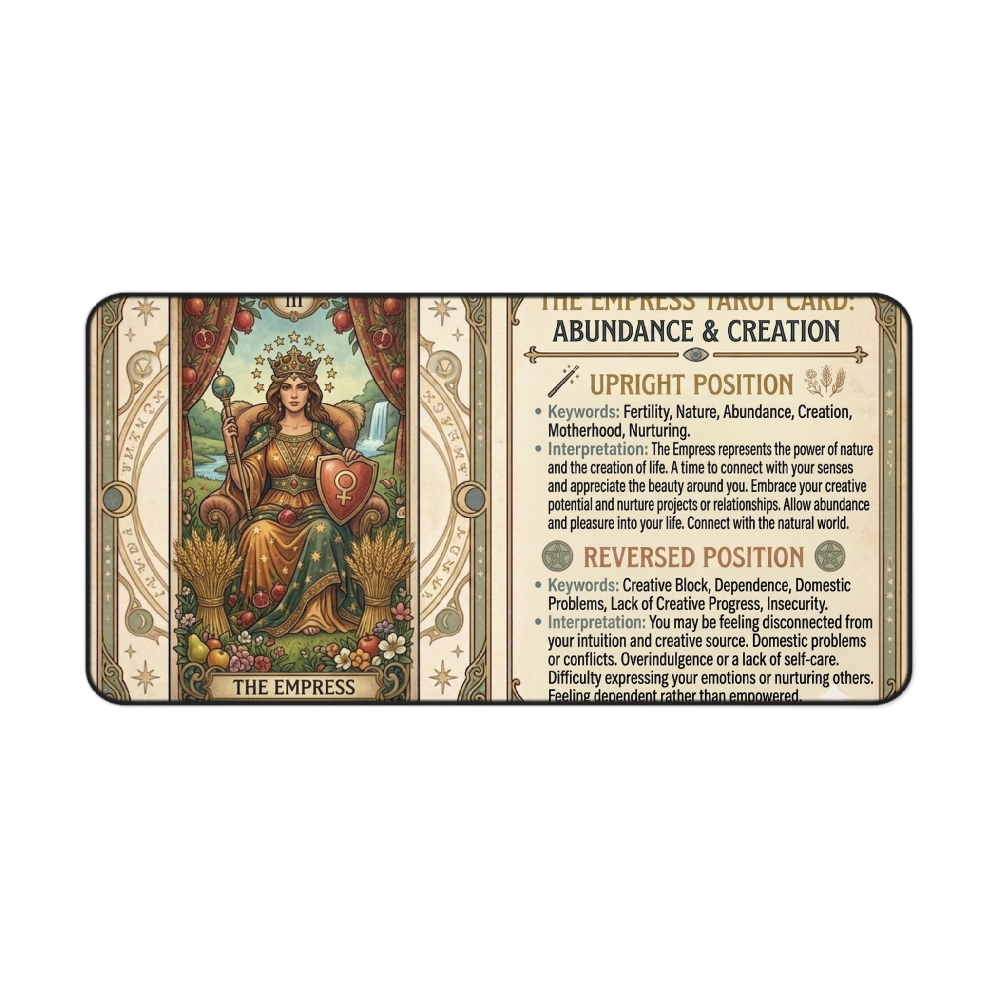 The Empress Tarot Card Desk Mat | Mystical Mouse Pad & Vintage Occult Decor