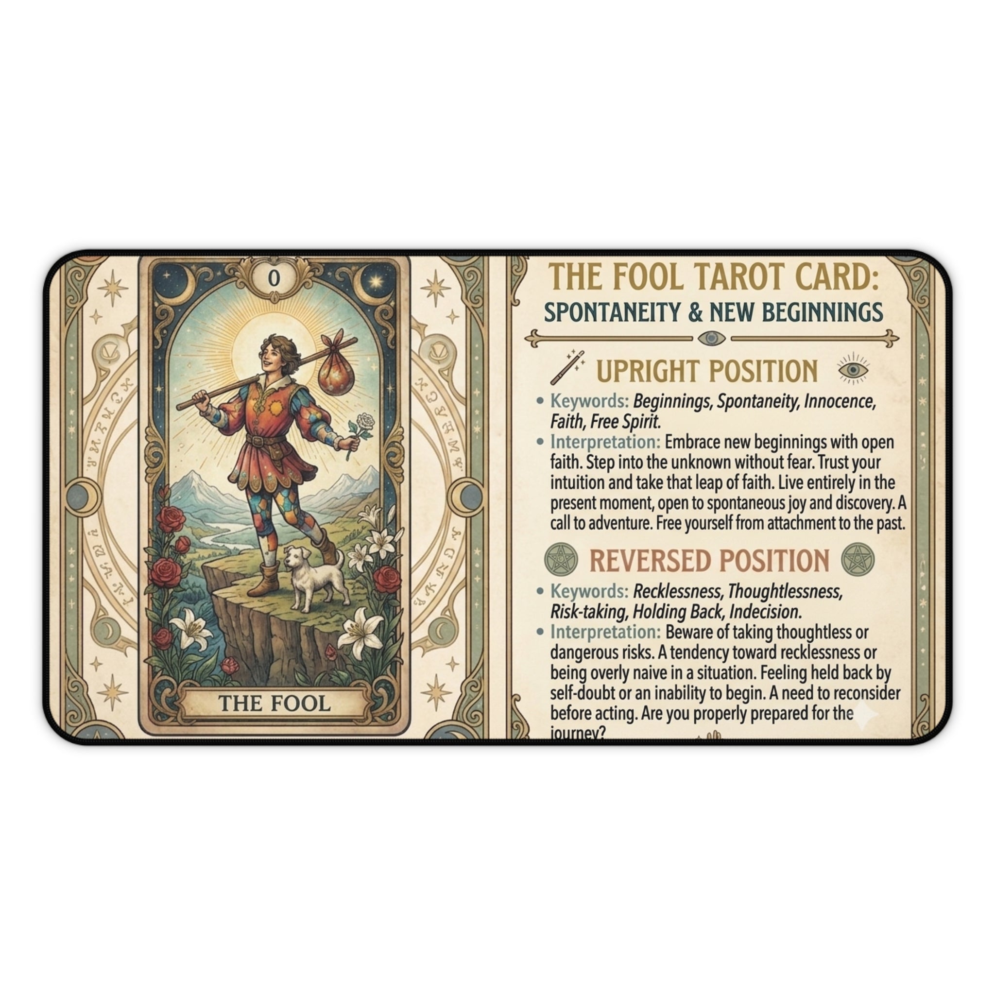 The Fool Tarot Card Desk Mat | Mystical Mouse Pad & Vintage Occult Decor