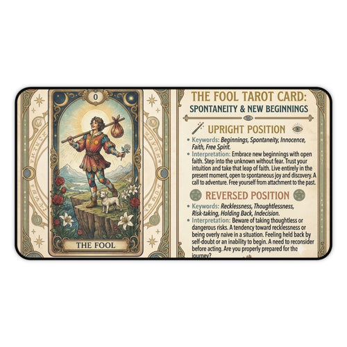 The Fool Tarot Card Desk Mat | Mystical Mouse Pad & Vintage Occult Decor