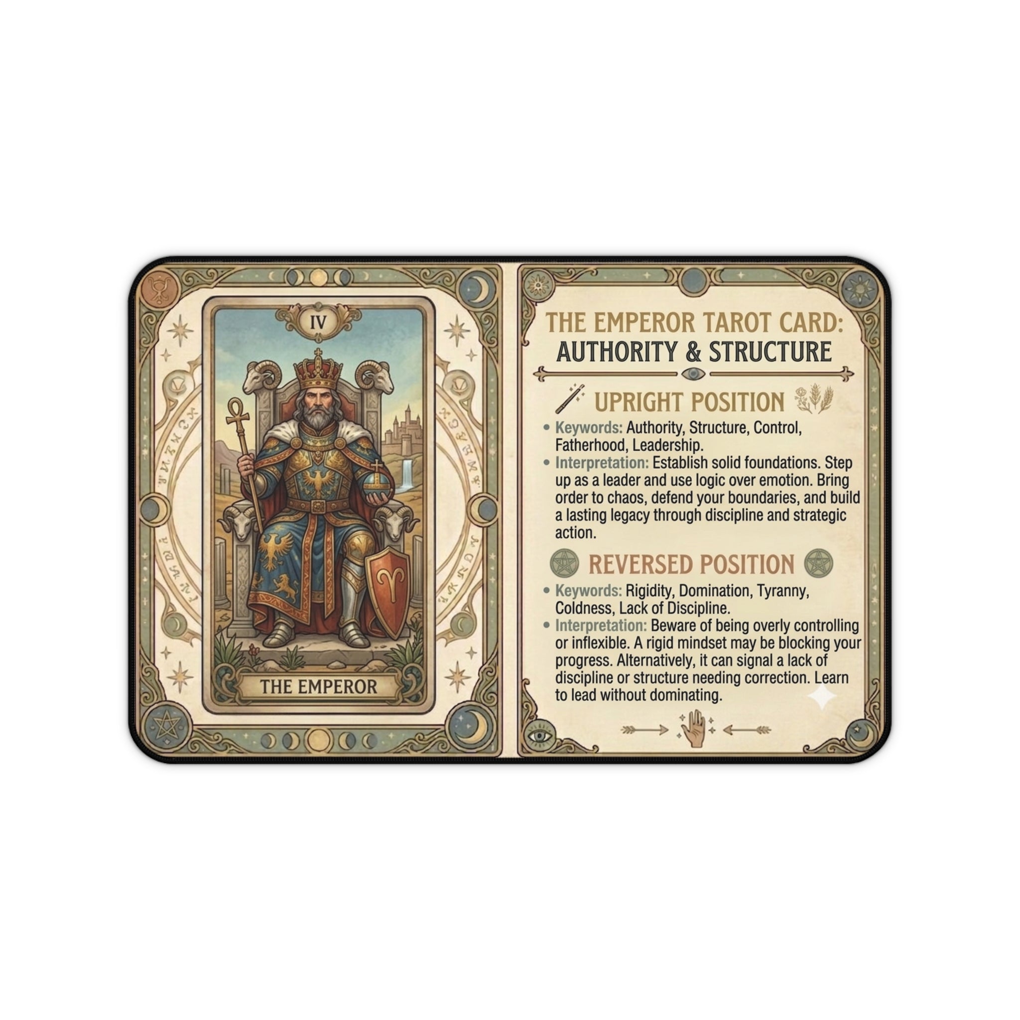 The Emperor Tarot Card Desk Mat | Mystical Mouse Pad & Vintage Occult Decor
