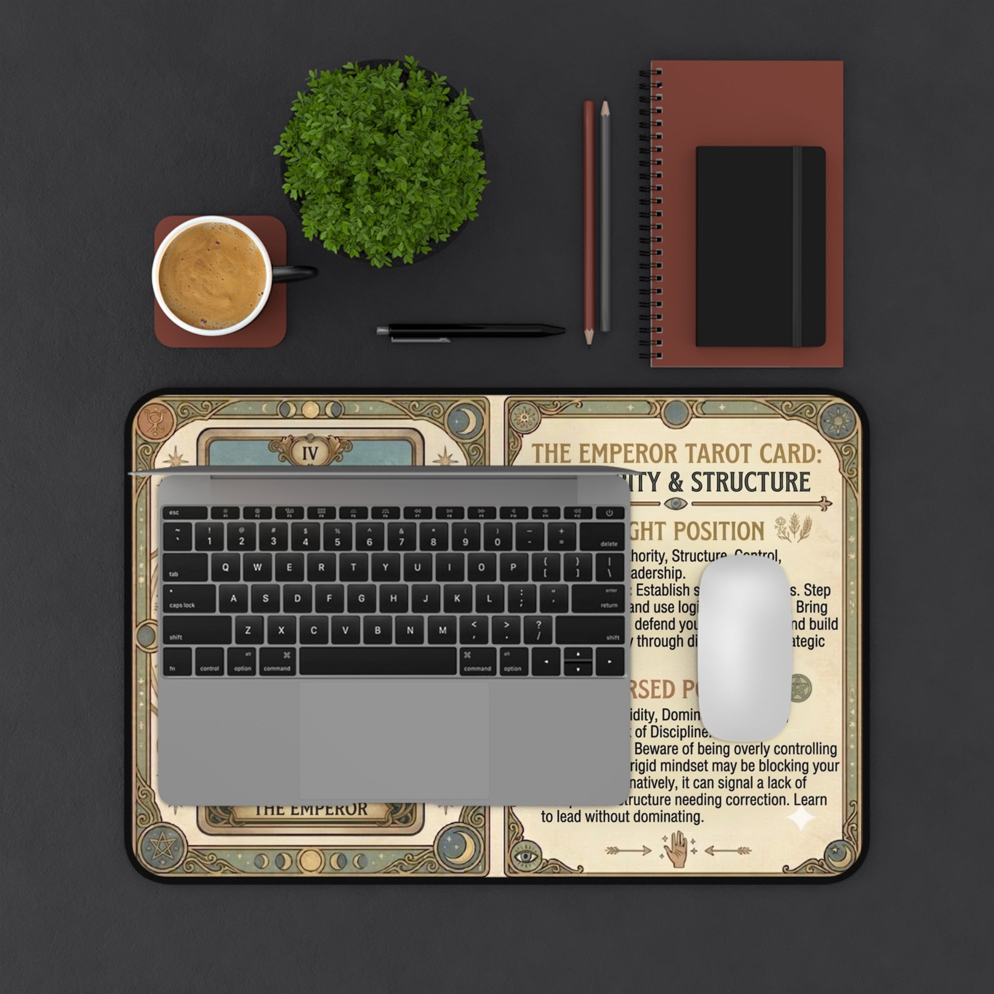 The Emperor Tarot Card Desk Mat | Mystical Mouse Pad & Vintage Occult Decor