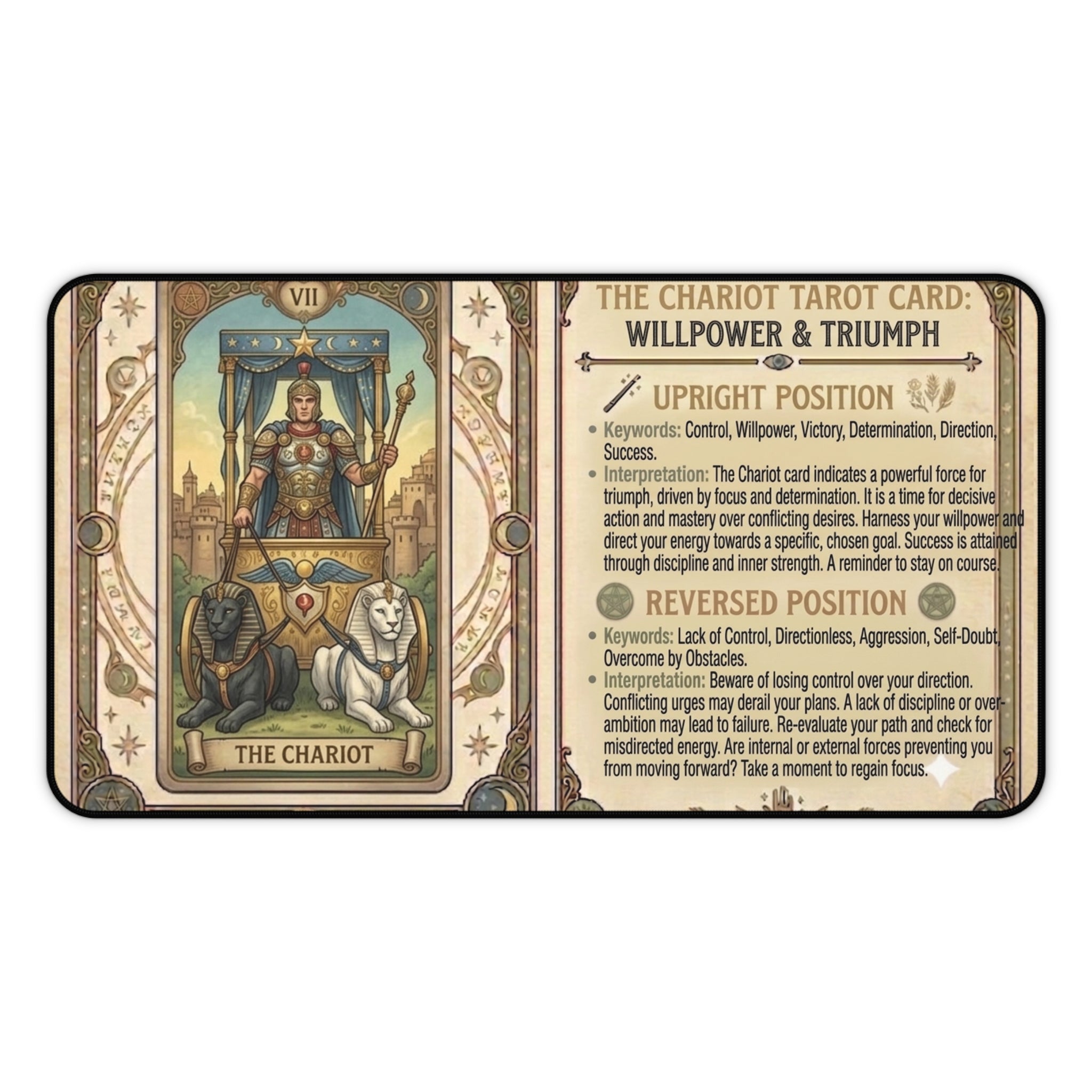 The Chariot Tarot Card Desk Mat | Mystical Mouse Pad & Vintage Occult Decor