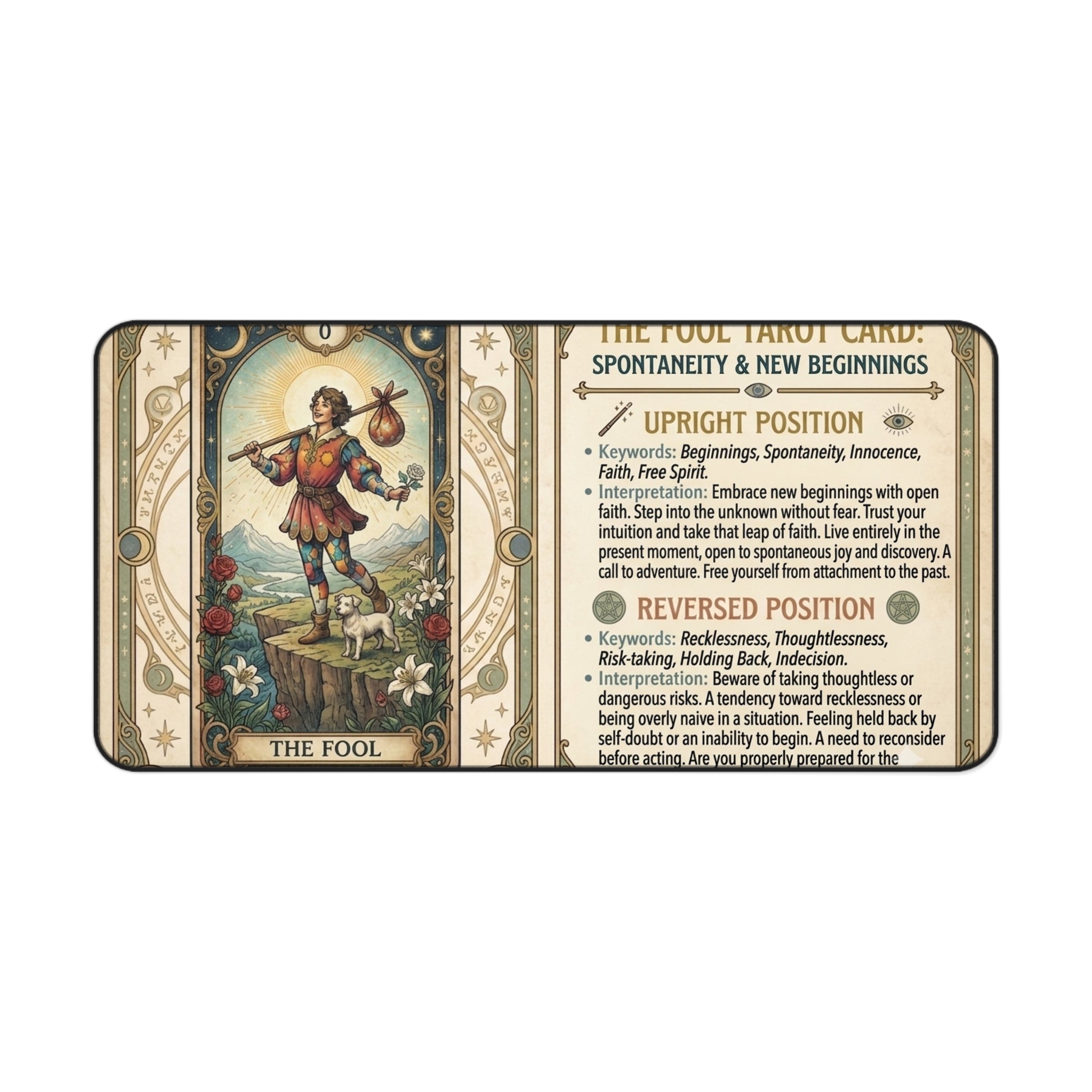 The Fool Tarot Card Desk Mat | Mystical Mouse Pad & Vintage Occult Decor