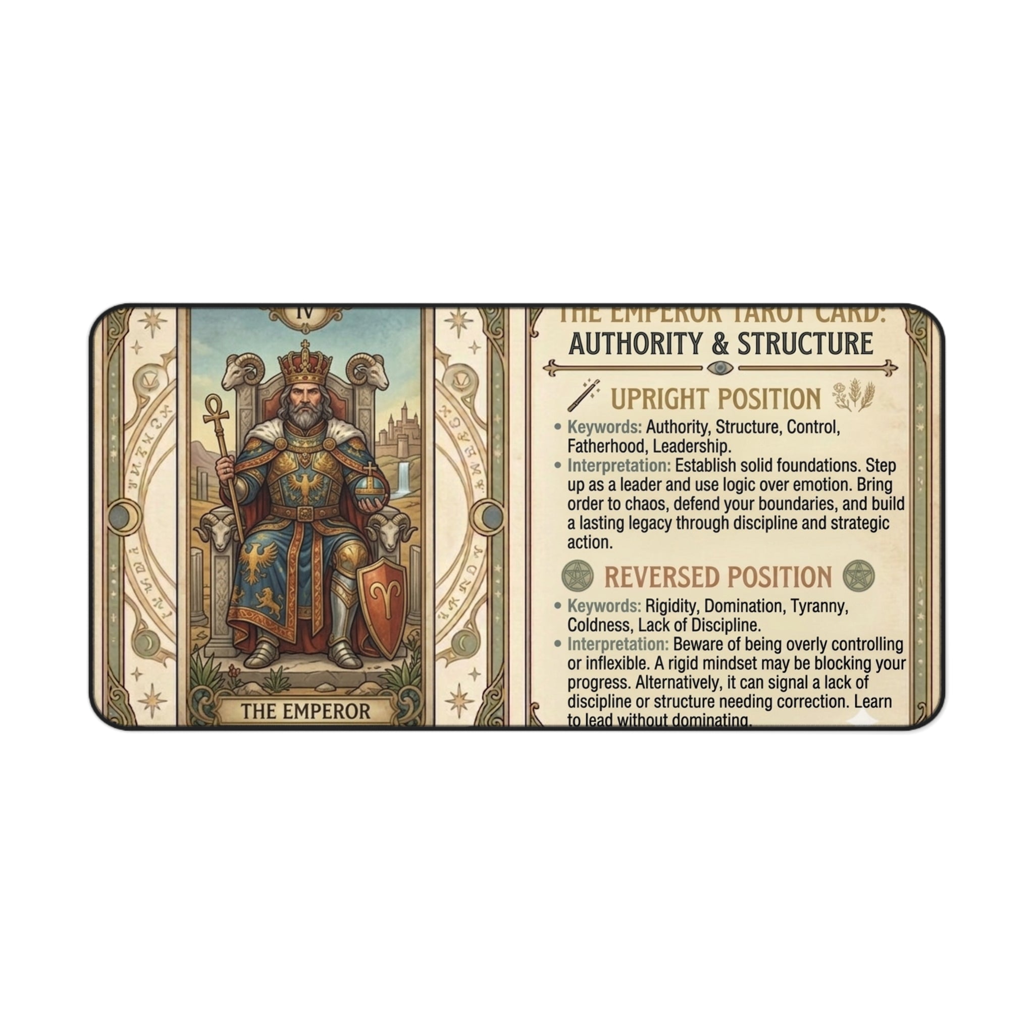 The Emperor Tarot Card Desk Mat | Mystical Mouse Pad & Vintage Occult Decor