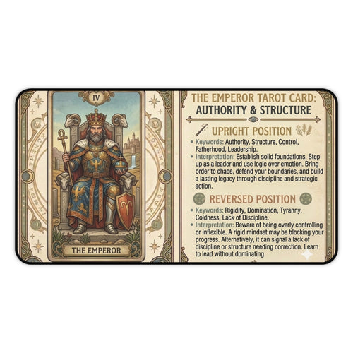 The Emperor Tarot Card Desk Mat | Mystical Mouse Pad & Vintage Occult Decor