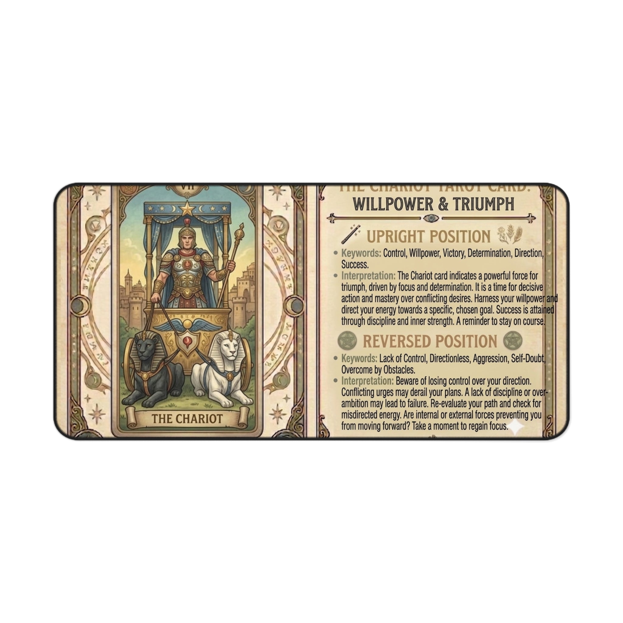 The Chariot Tarot Card Desk Mat | Mystical Mouse Pad & Vintage Occult Decor
