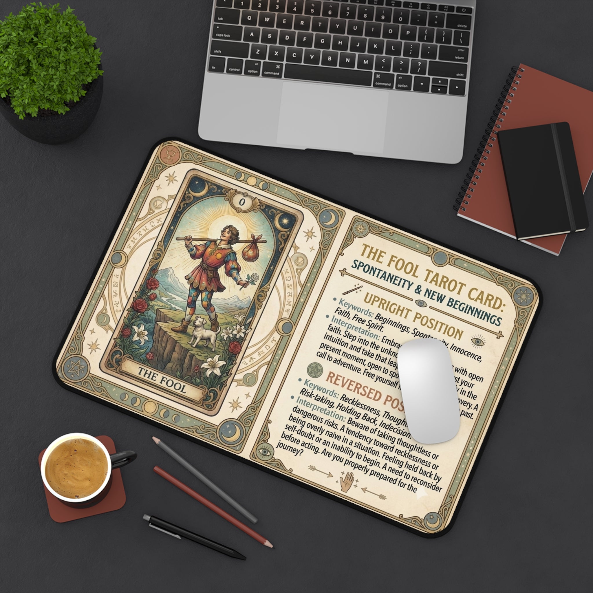 The Fool Tarot Card Desk Mat | Mystical Mouse Pad & Vintage Occult Decor