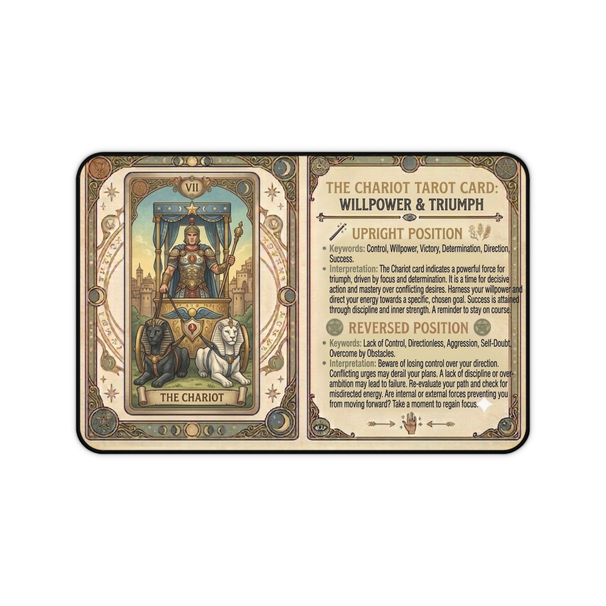 The Chariot Tarot Card Desk Mat | Mystical Mouse Pad & Vintage Occult Decor