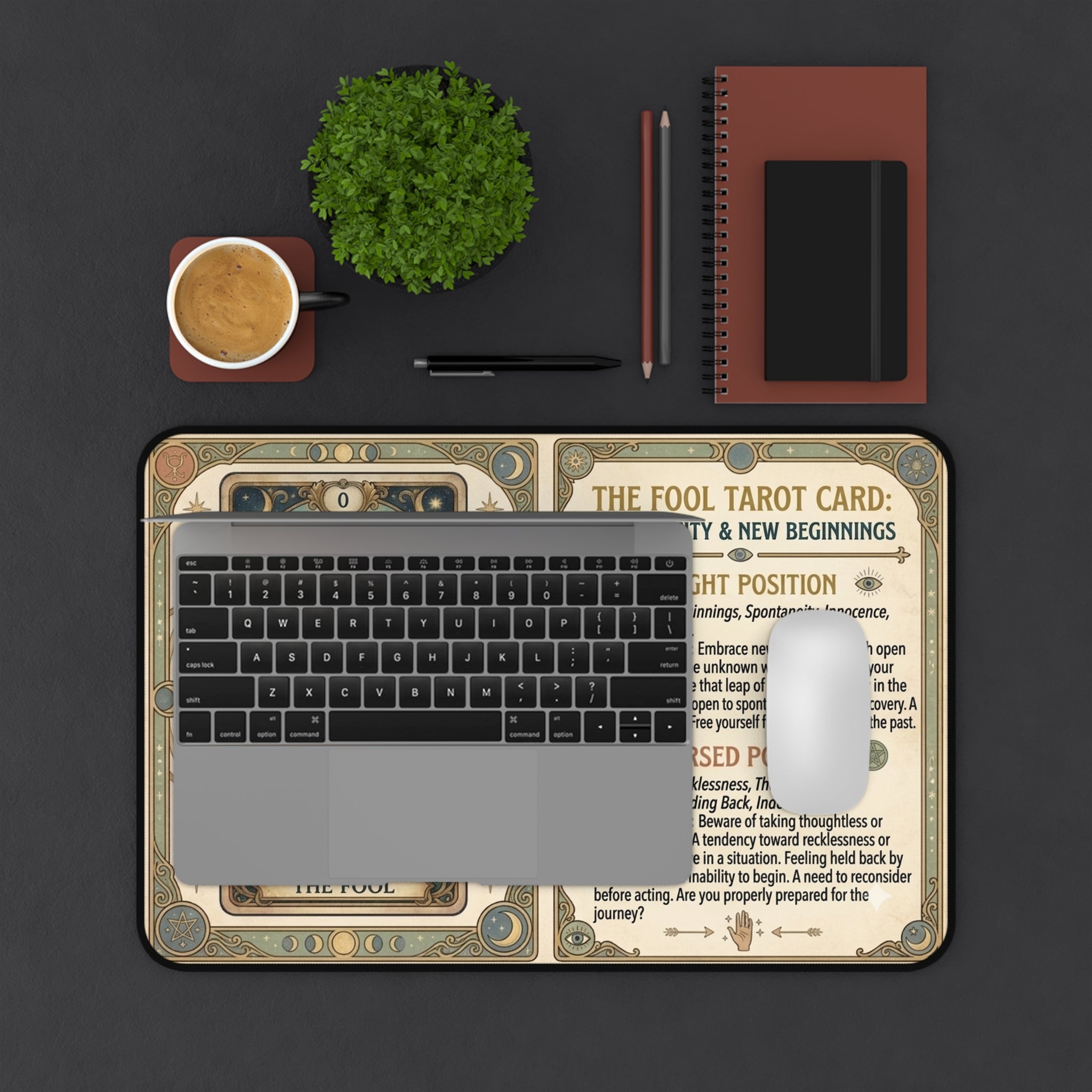 The Fool Tarot Card Desk Mat | Mystical Mouse Pad & Vintage Occult Decor