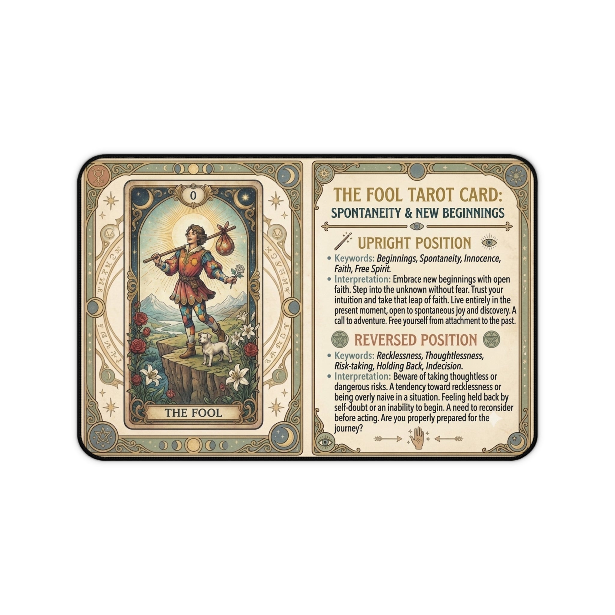 The Fool Tarot Card Desk Mat | Mystical Mouse Pad & Vintage Occult Decor