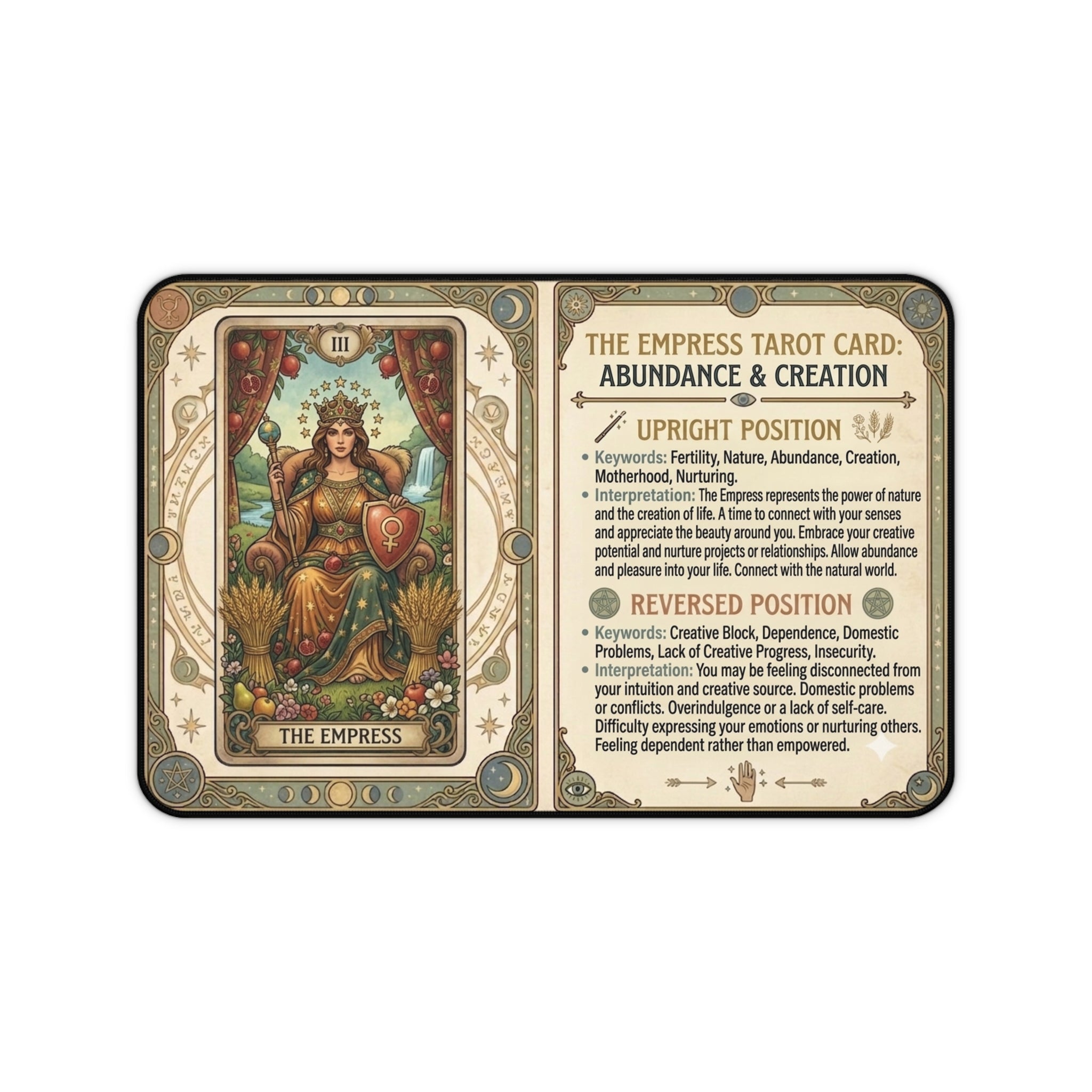 The Empress Tarot Card Desk Mat | Mystical Mouse Pad & Vintage Occult Decor